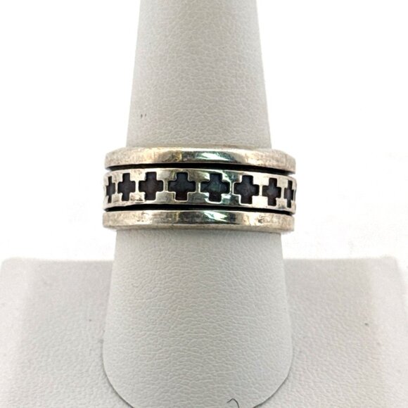 Vintage Sterling Silver 925 Men's Spinner Ring Mexico Size 9 Estate 10.4g Band - Picture 1 of 8